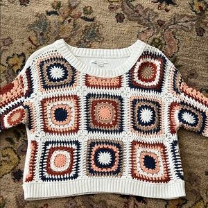 American Eagle Outfitters Multicolor Crochet Sweater